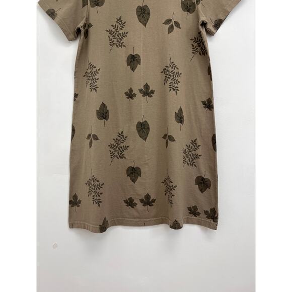 Vintage Cotton Studio Autumn Nature Woodsy Leaf Print Casual T-Shirt Dress Large - Picture 8 of 9